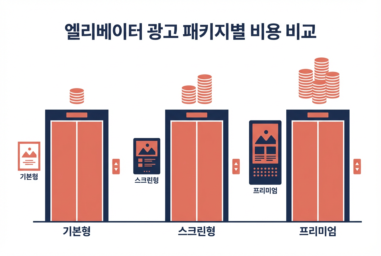 엘리베이터 광고 패키지별 비용 비교