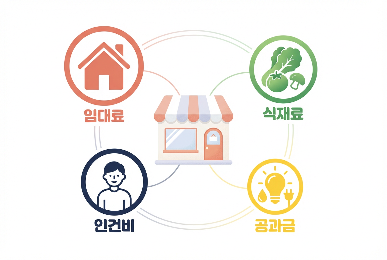 음식점 월 고정비 비율 구조